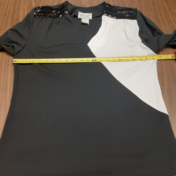 Vintage Teddi of California Black and White Sequined blouse Size 14 USA - Picture 7 of 9